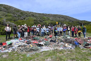 1 Colleen Hughson Beach Patrol with Marine Debris collected in beach cleanup